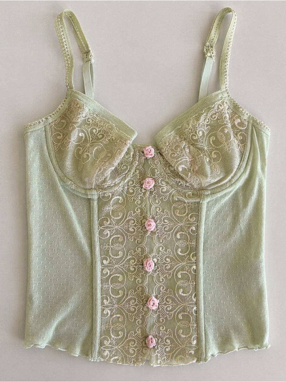Vintage Floral Embroidered Bustier Top